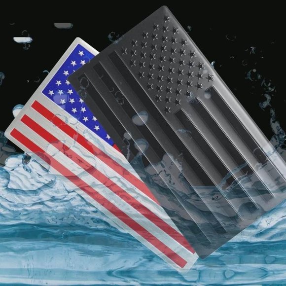 USA Embossed Glossy Metal Flag 3D Sticker for Cars, Trucks (Black ) 5"x3" - Picture 5 of 5